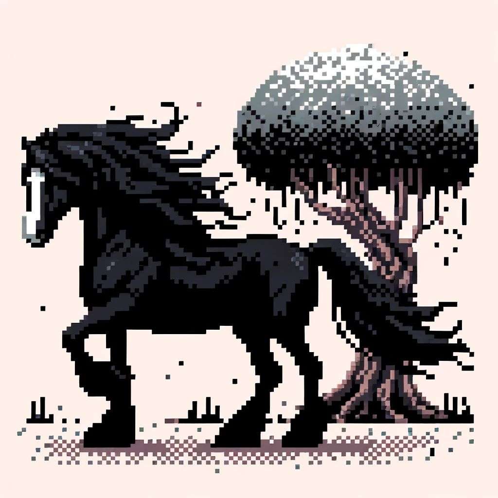 a horse, pixel art